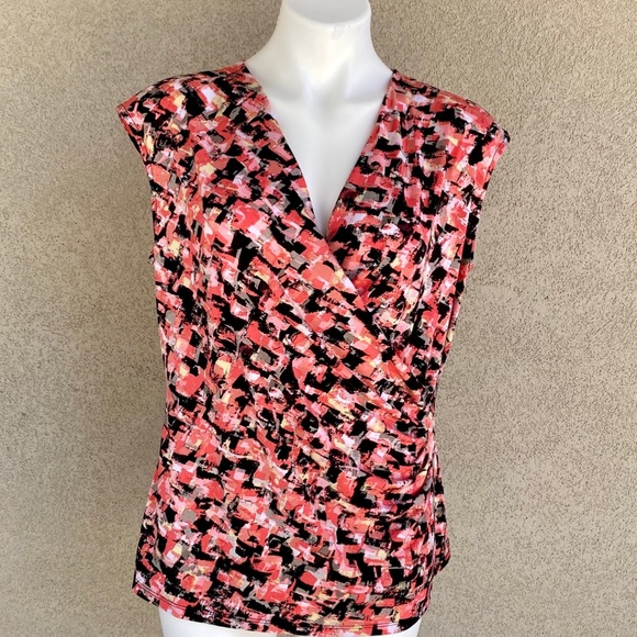 Kasper Tops - Boho Print Sleeveless V Neck Top